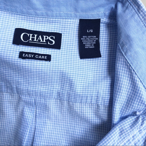CHAPS Blue Short Sleeve Button Down Collar Shirt L - Picture 2 of 7